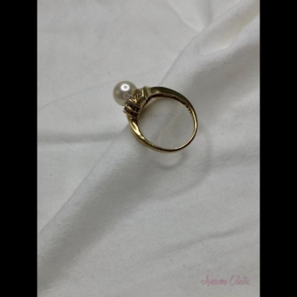 Natural Pearl & Diamond Ring - Approx. 3/4ct Diamonds - 10k - Sz 5.5 - Picture 3 of 10